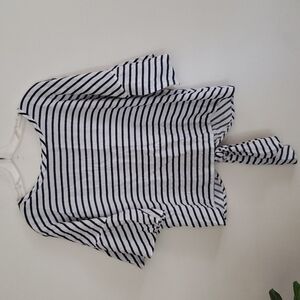 Express striped bell sleeve tie back top, nautical, coastal women's size medium